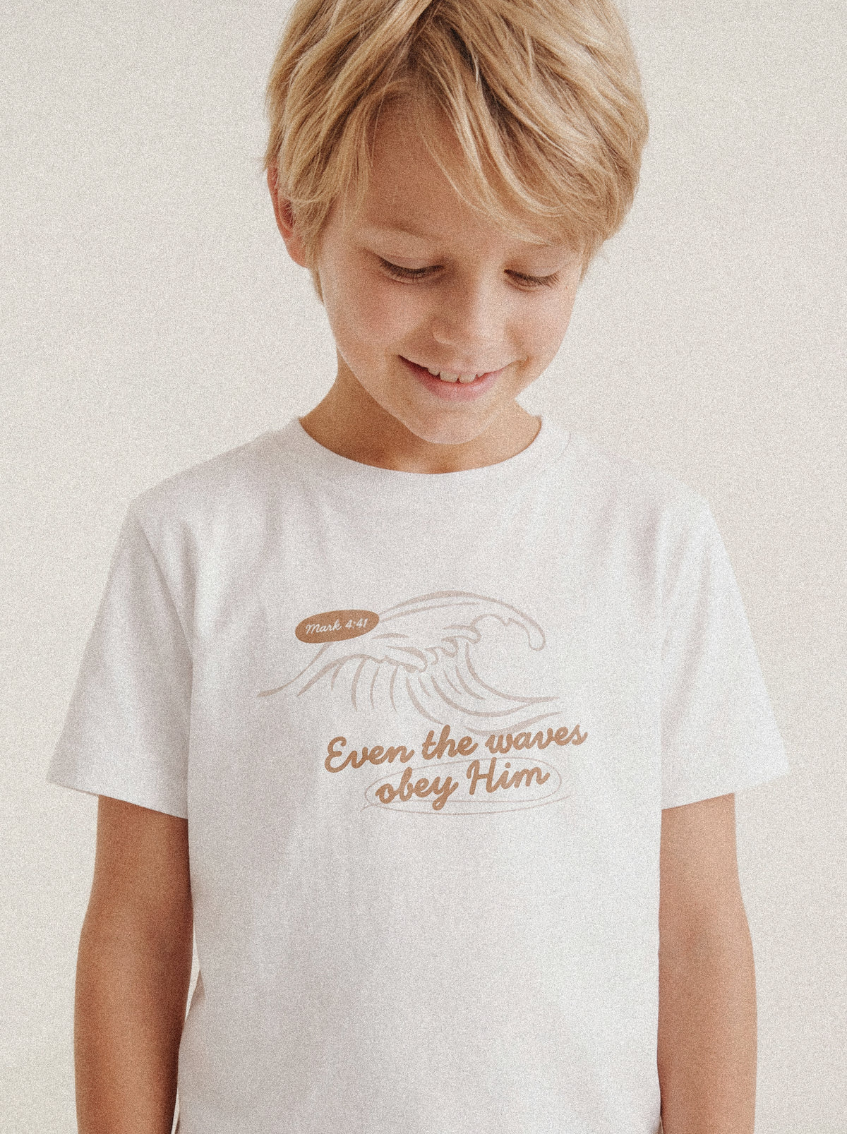 KIDS REGULAR FIT T-SHIRT EVEN THE WAVES OBEY HIM - model-1.jpg - 2