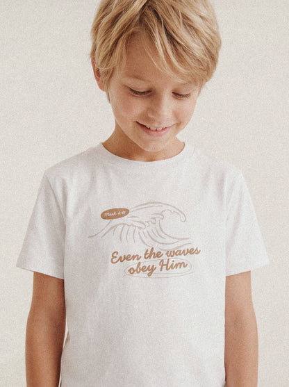 KIDS REGULAR FIT T-SHIRT EVEN THE WAVES OBEY HIM - model-1.jpg - 2