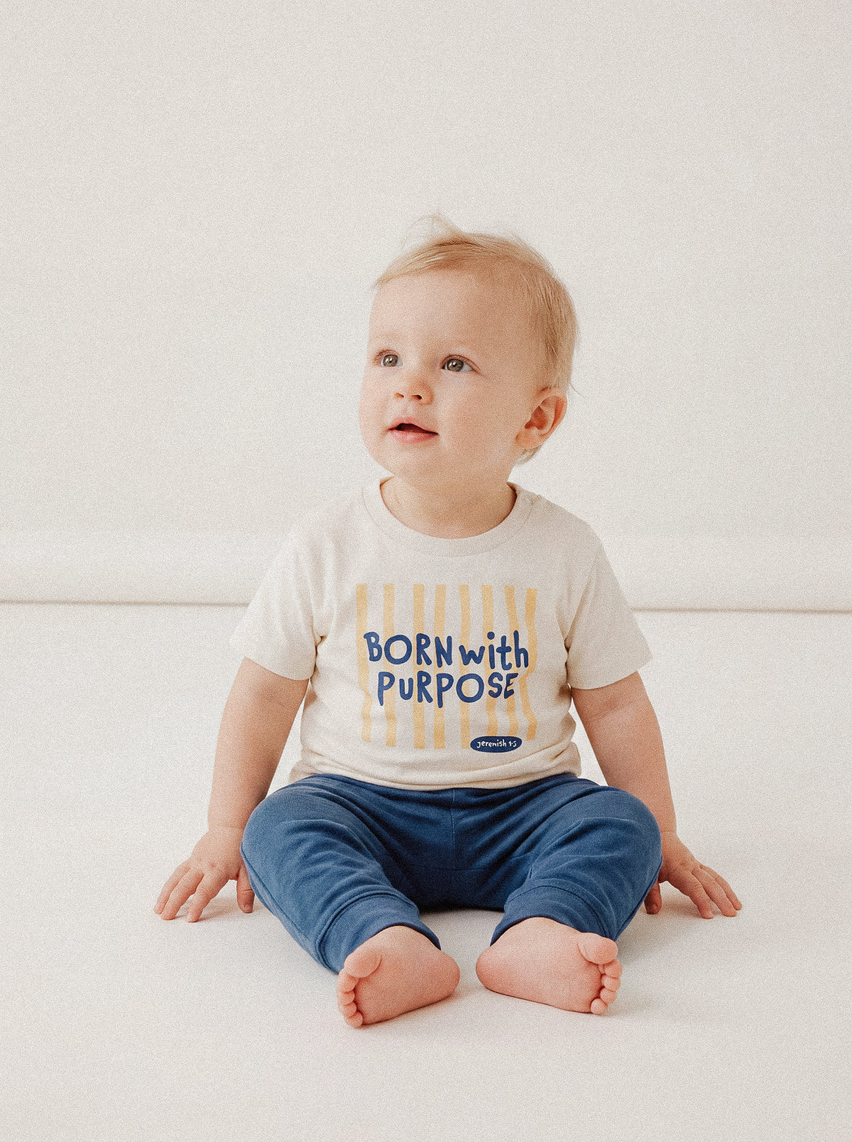 BABY REGULAR FIT T-SHIRT BORN WITH PURPOSE BLUE YELLOW - model-1.jpg - 2