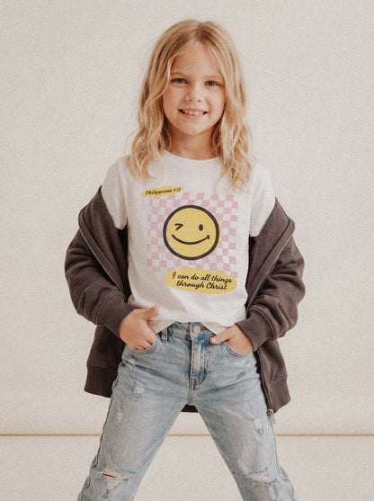 KIDS REGULAR FIT T-SHIRT I CAN DO ALL THINGS THROUGH CHRIST GIRL - model-2.jpg - 2