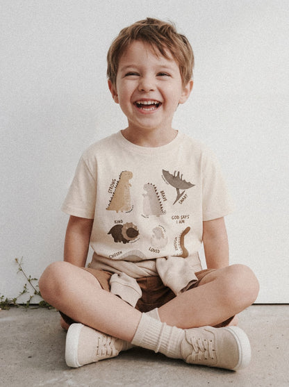 KIDS REGULAR FIT T-SHIRT GOD SAYS I AM DINO - model-2 Large.jpeg - 3