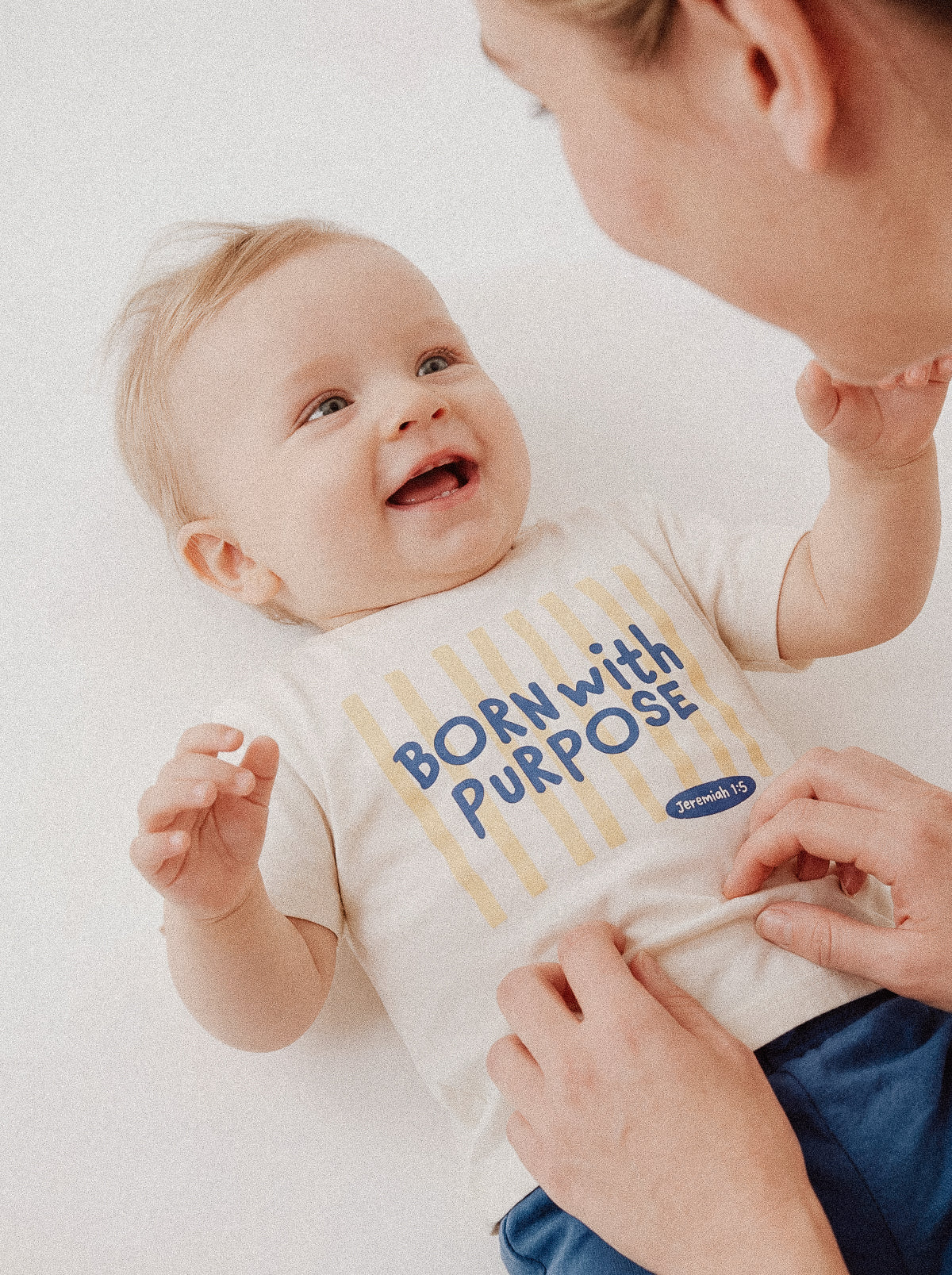 BABY REGULAR FIT T-SHIRT BORN WITH PURPOSE BLUE YELLOW - model-2.jpg - 3