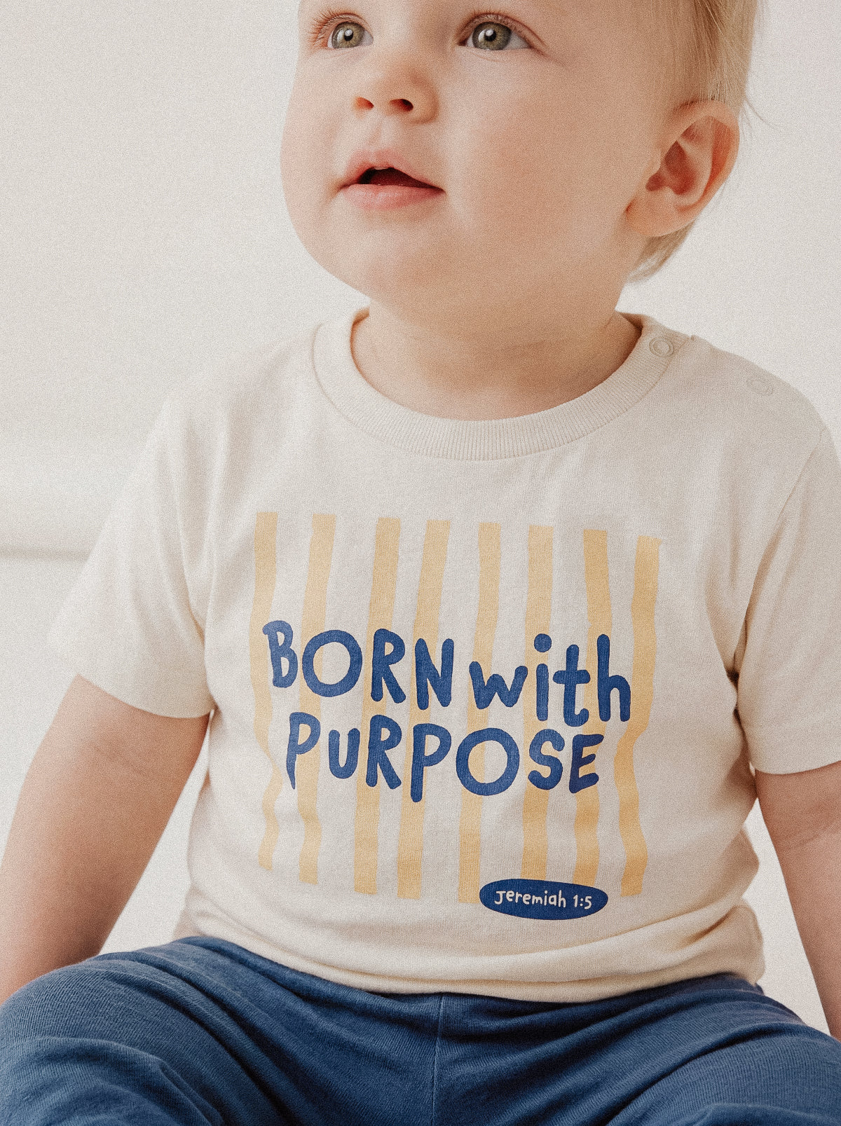 BABY REGULAR FIT T-SHIRT BORN WITH PURPOSE BLUE YELLOW - model-3.jpg - 4