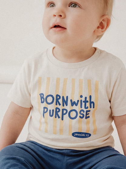 BABY REGULAR FIT T-SHIRT BORN WITH PURPOSE BLUE YELLOW - model-3.jpg - 4