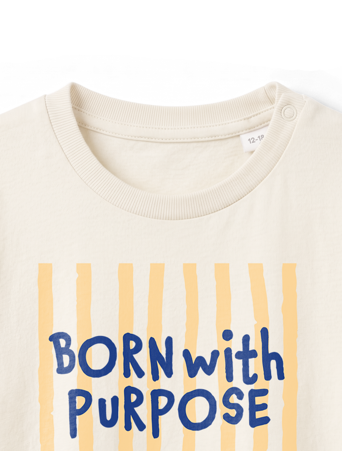 BABY REGULAR FIT T-SHIRT BORN WITH PURPOSE BLUE YELLOW - natural-raw-front-close-1.png - 5