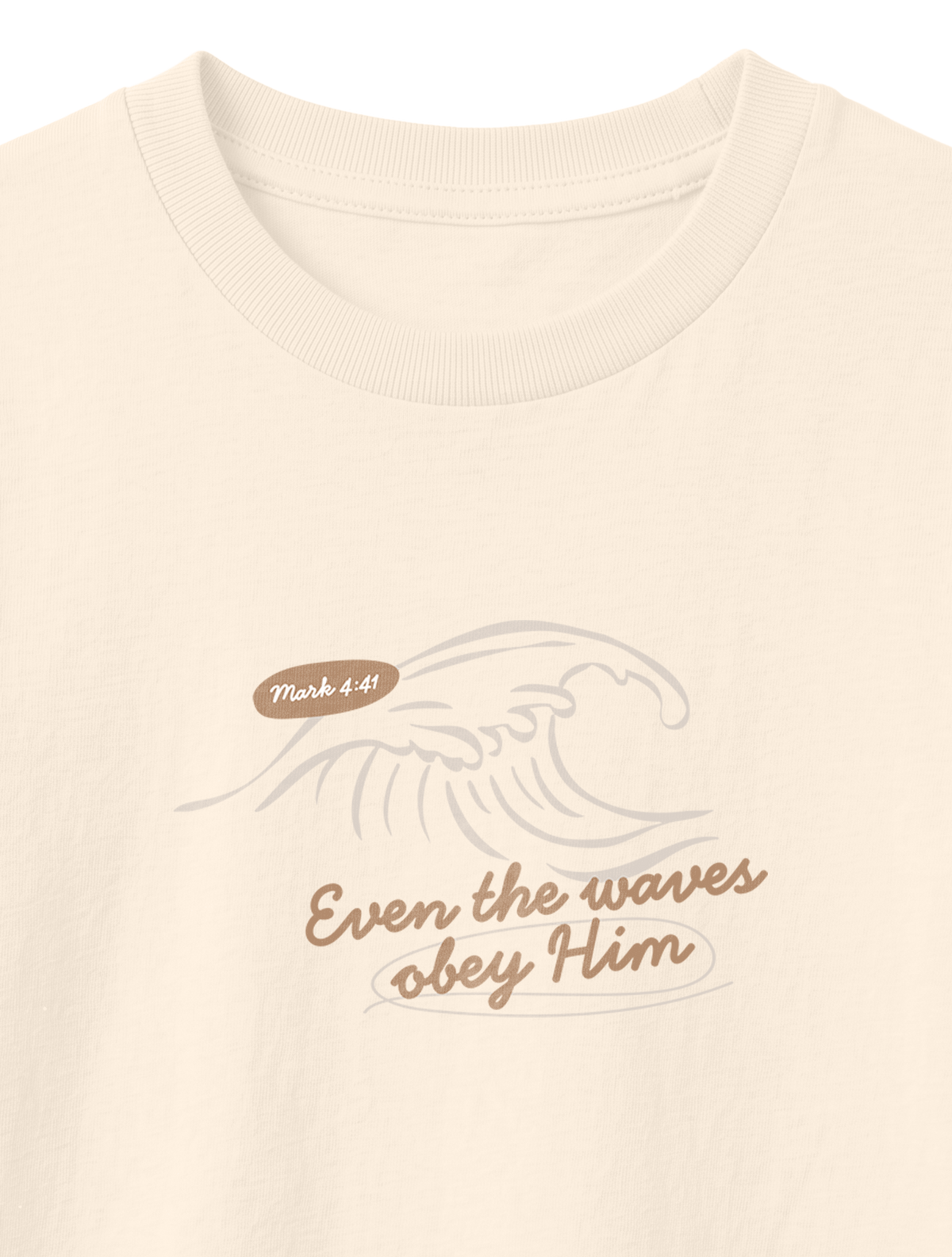 KIDS REGULAR FIT T-SHIRT EVEN THE WAVES OBEY HIM - natural-raw-front-close-1.png - 8