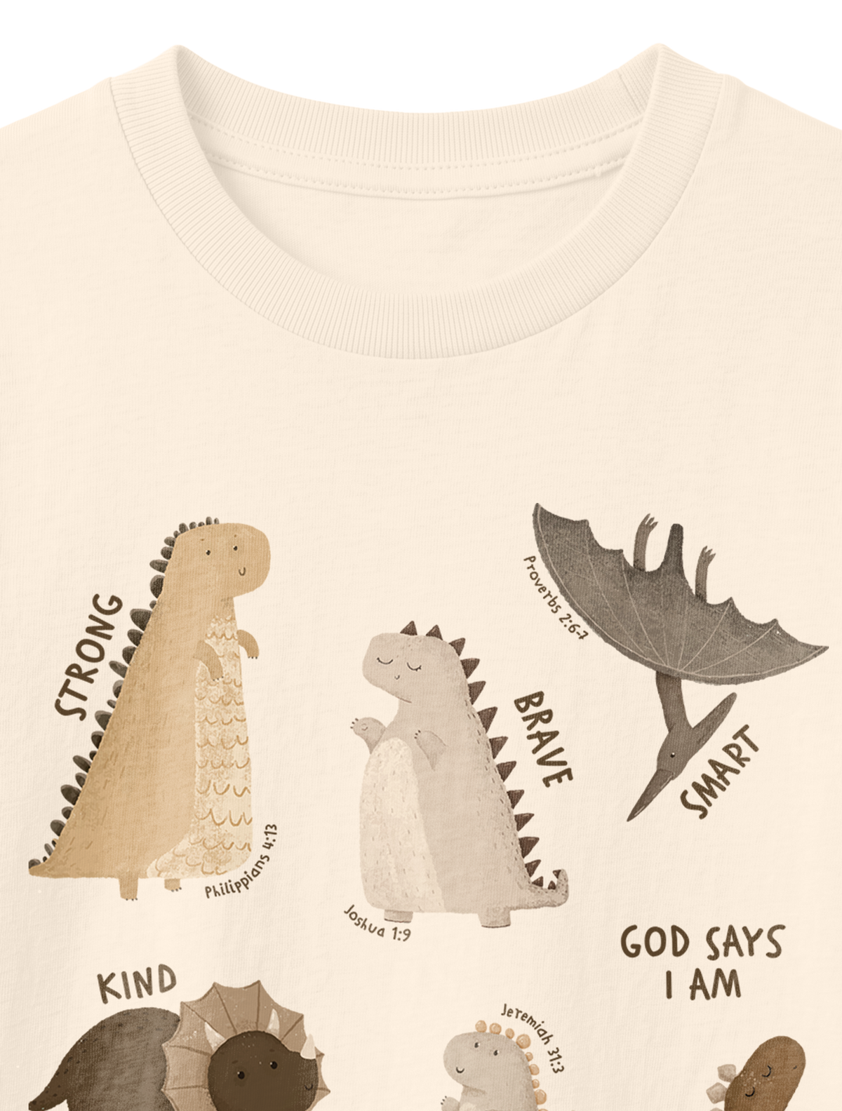 KIDS REGULAR FIT T-SHIRT GOD SAYS I AM DINO - natural-raw-front-close-1.png - 5
