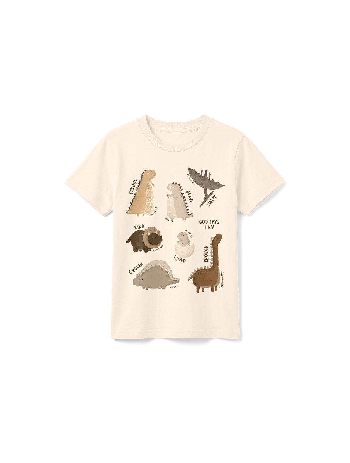 KIDS REGULAR FIT T-SHIRT GOD SAYS I AM DINO - natural-raw-front.png - 1