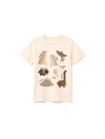 KIDS REGULAR FIT T-SHIRT GOD SAYS I AM DINO - natural-raw-front.png - 1