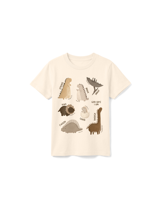 KIDS REGULAR FIT T-SHIRT GOD SAYS I AM DINO - natural-raw-front.png - 1