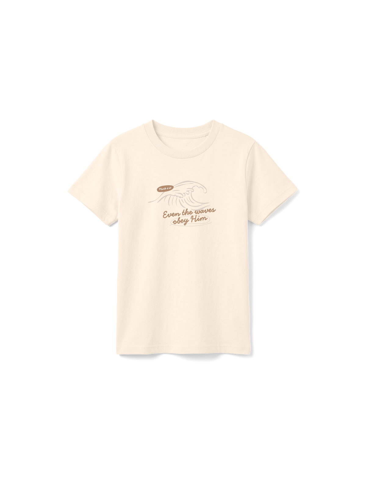 KIDS REGULAR FIT T-SHIRT EVEN THE WAVES OBEY HIM - natural-raw-front.png - 7