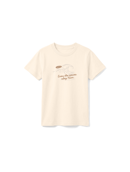 KIDS REGULAR FIT T-SHIRT EVEN THE WAVES OBEY HIM - natural-raw-front.png - 7