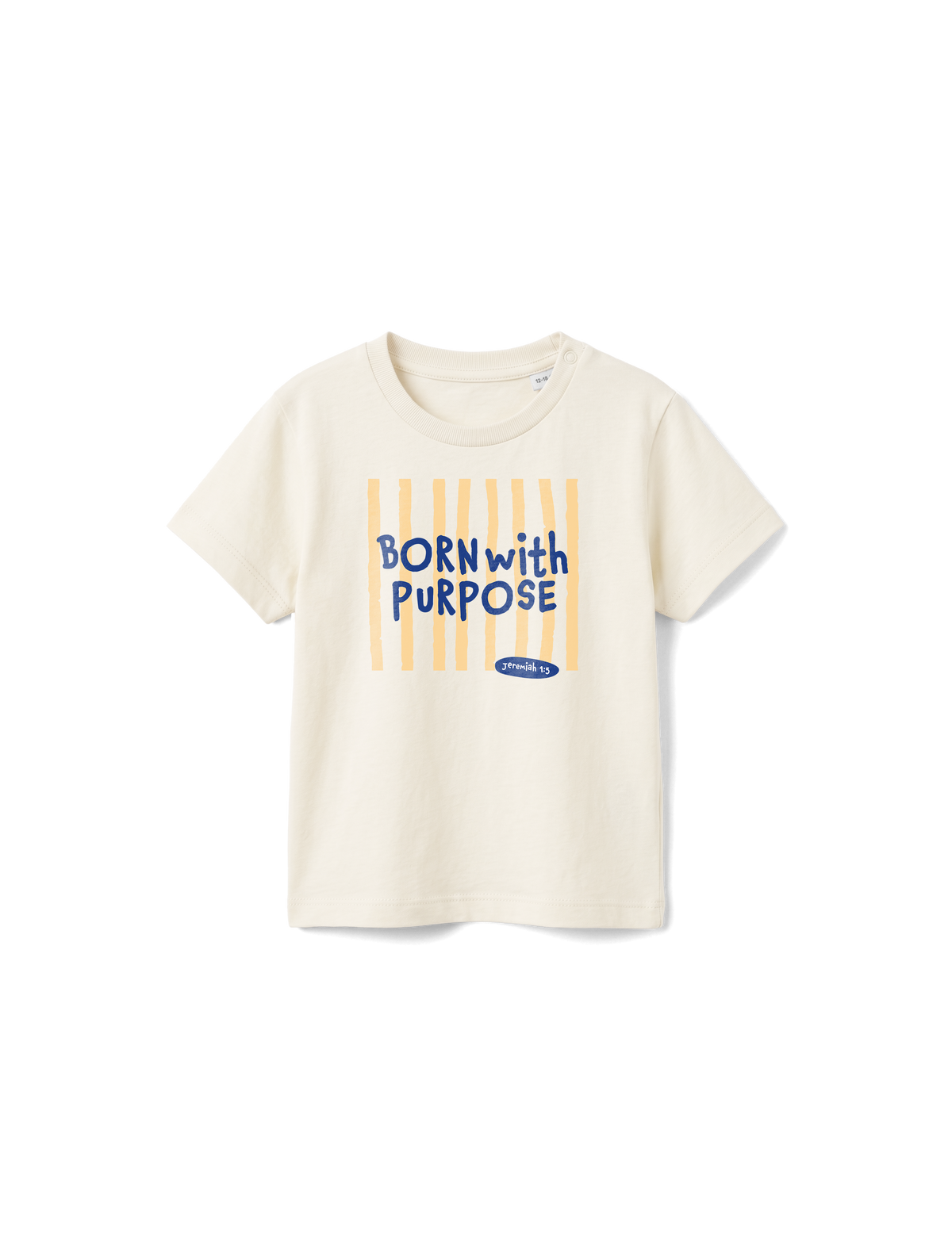 BABY REGULAR FIT T-SHIRT BORN WITH PURPOSE BLUE YELLOW - natural-raw-front.png - 1