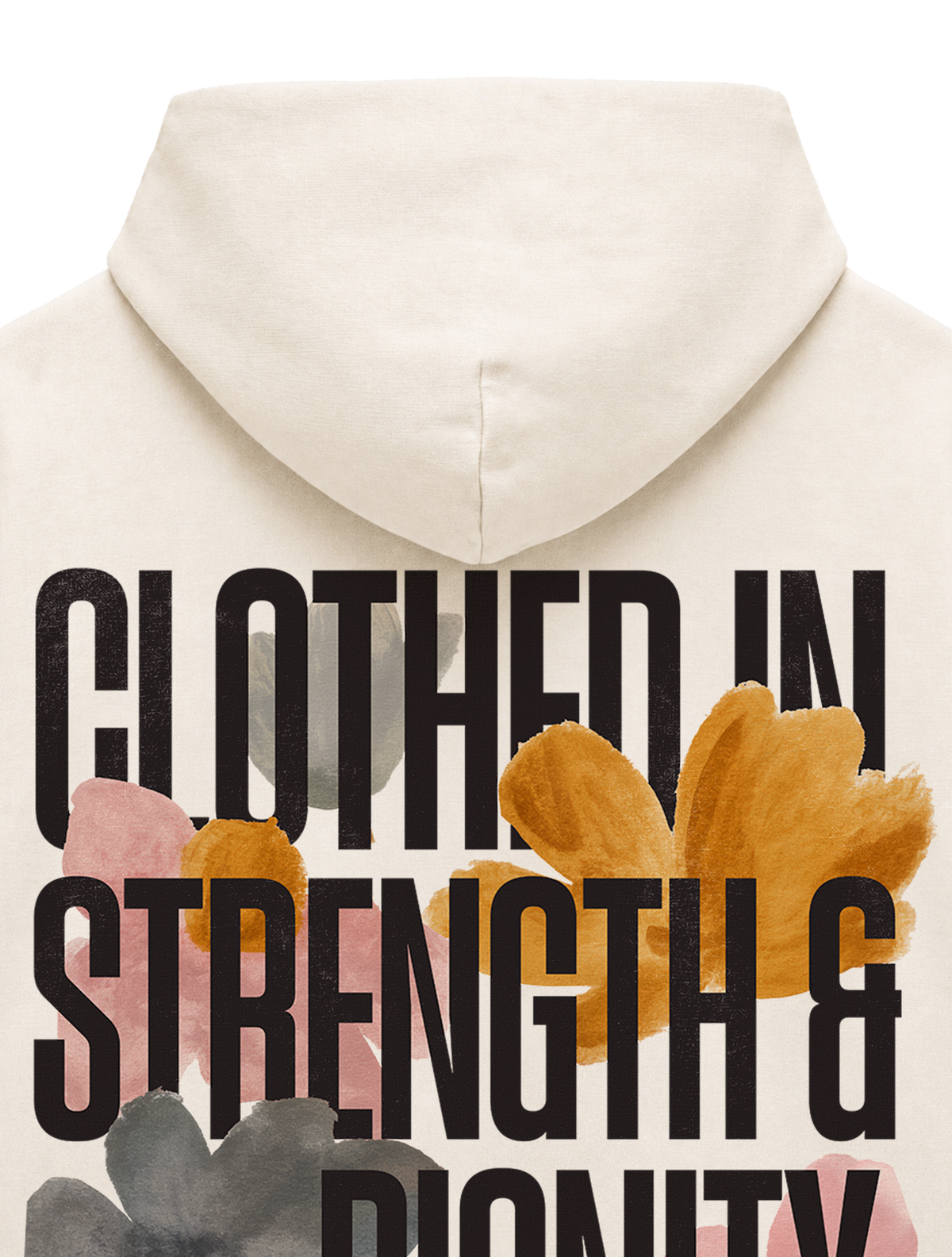 OVERSIZED HOODIE CLOTHED IN STRENGTH - slammer-natural-raw-back-close-1.png - 2