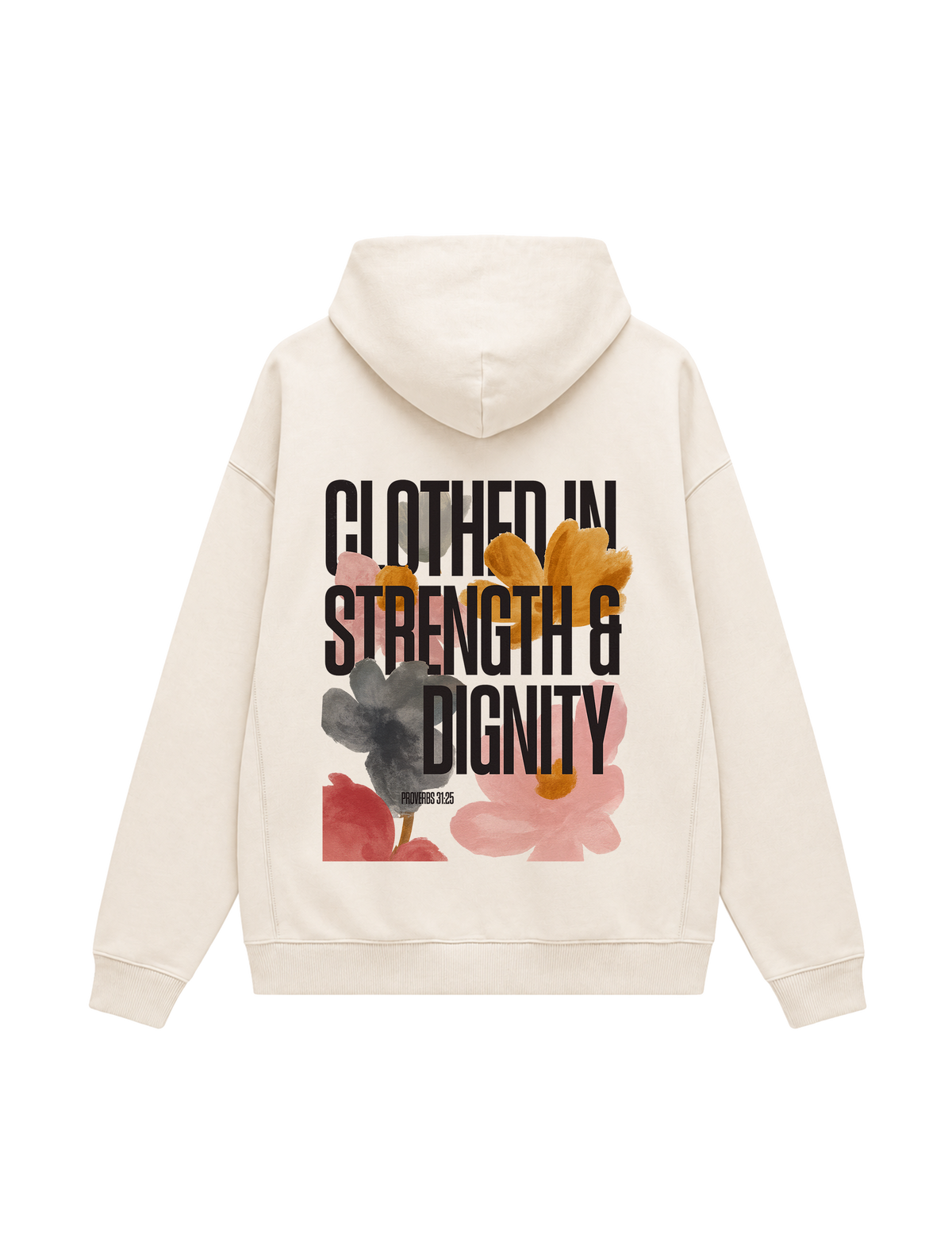OVERSIZED HOODIE CLOTHED IN STRENGTH - slammer-natural-raw-back.png - 1