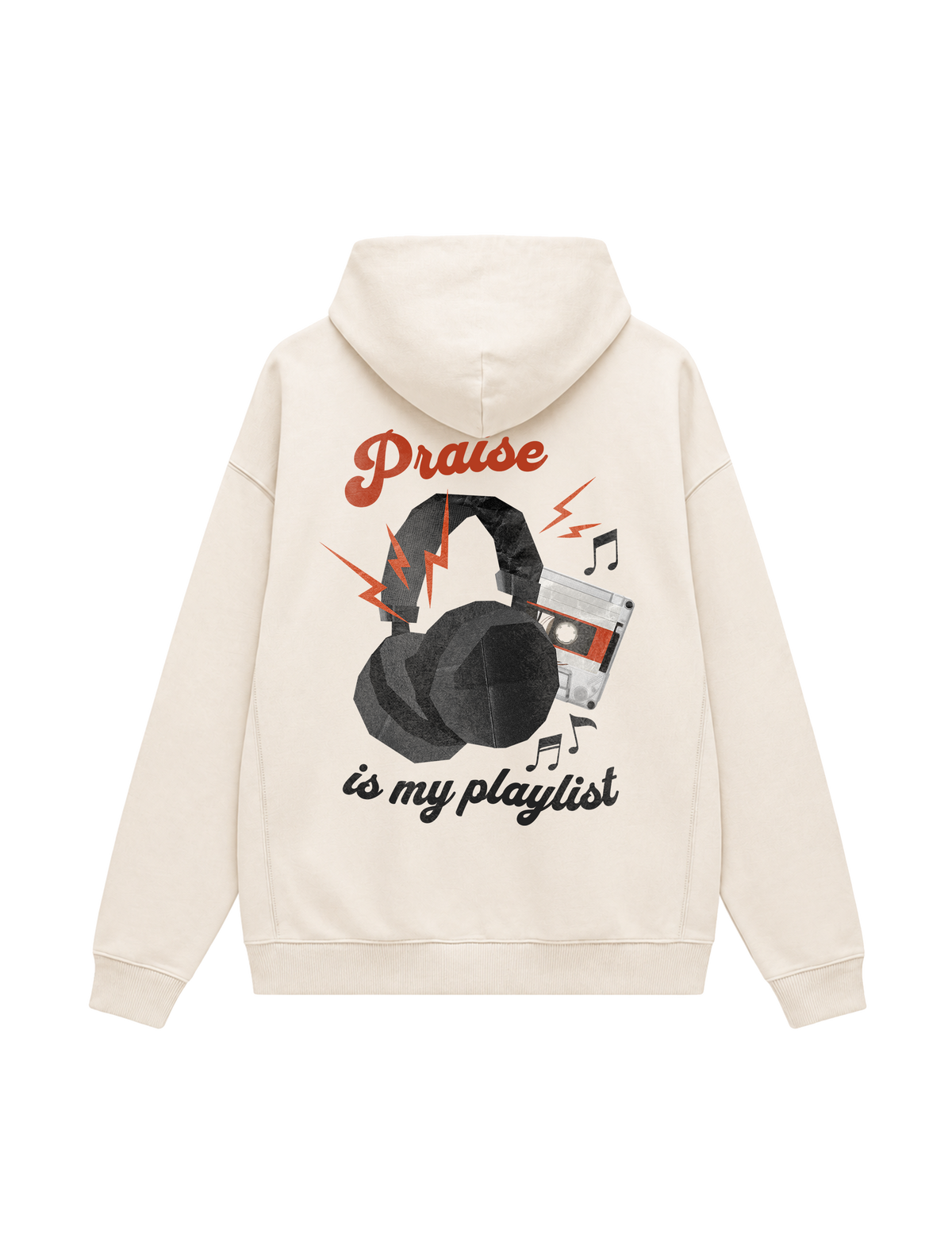 OVERSIZED HOODIE PRAISE IS MY PLAYLIST MEN - slammer-natural-raw-back.png - 1