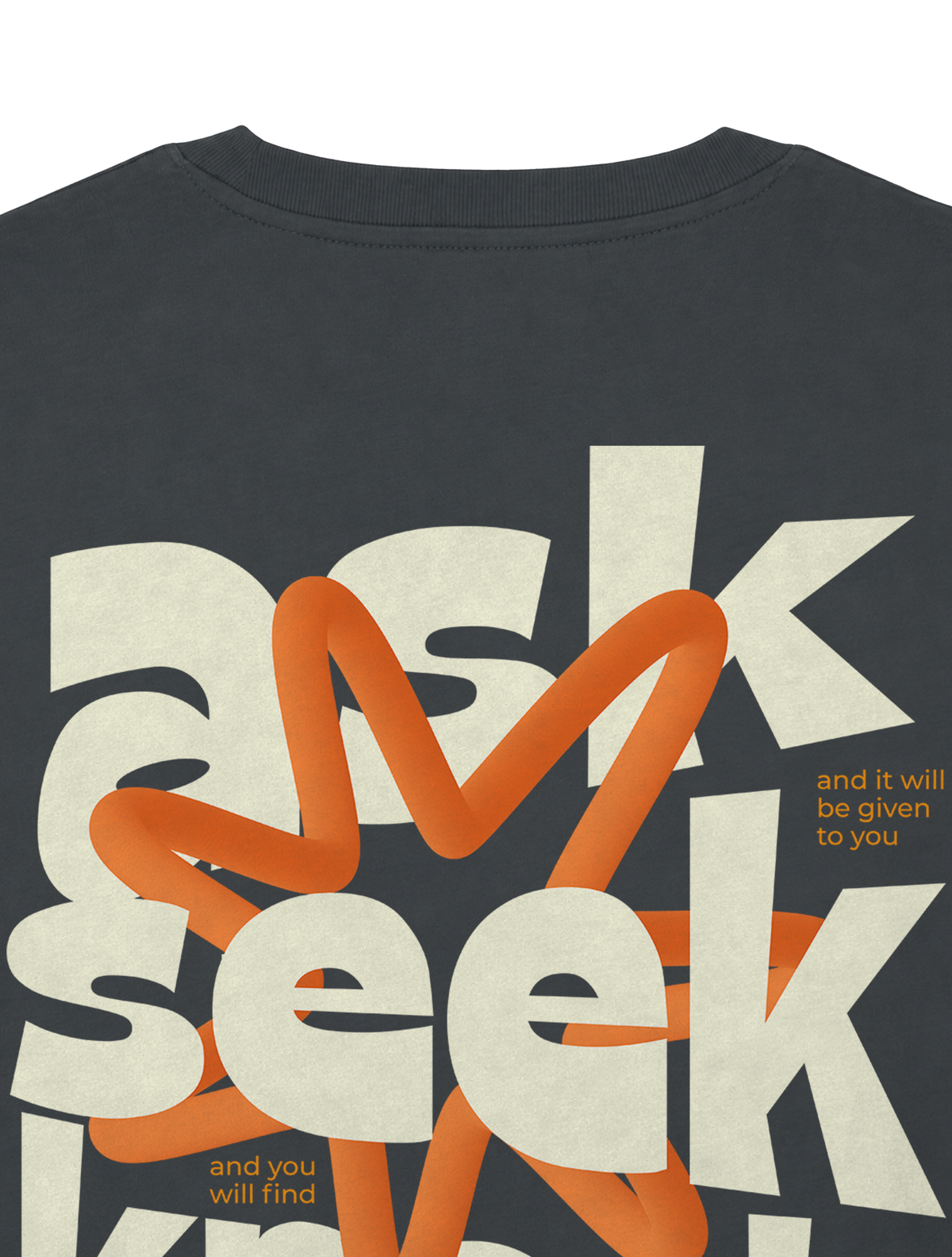 RELAXED FIT T-SHIRT ASK SEEK KNOCK - sparker-anthracite-back-close-1.png - 6