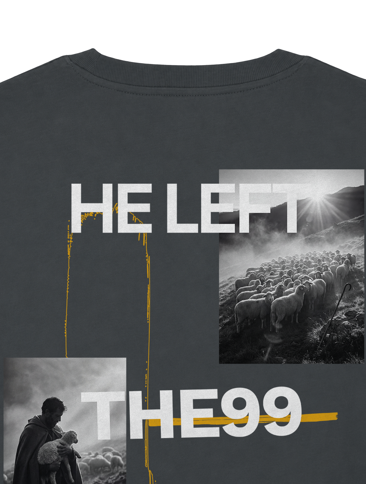 RELAXED FIT T-SHIRT HE LEFT THE 99 TO FIND ME - sparker-anthracite-back-close-1.png - 5