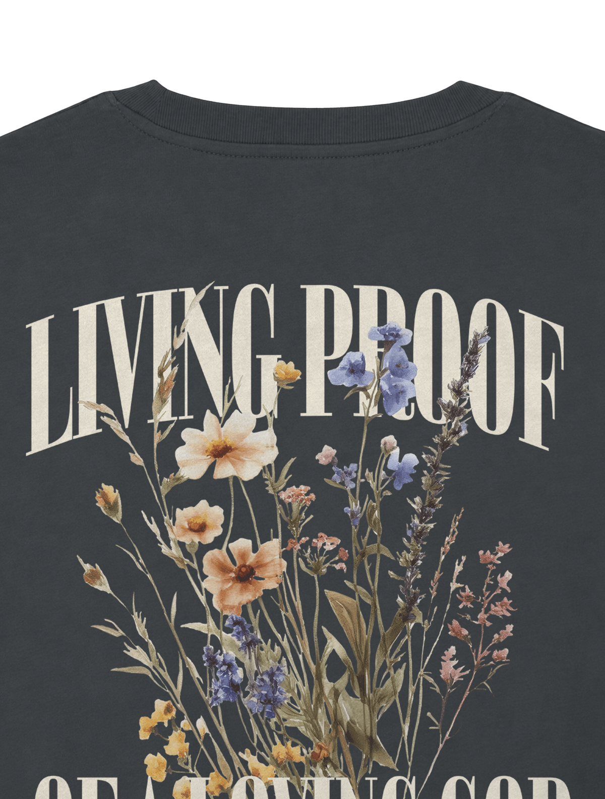 RELAXED FIT T-SHIRT LIVING PROOF OF A LOVING GOD - sparker-anthracite-back-close-1.png - 8