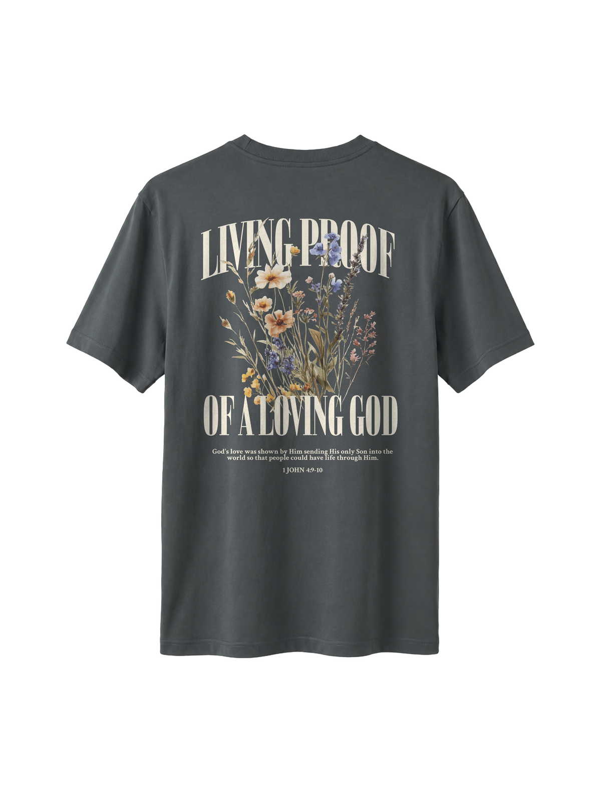RELAXED FIT T-SHIRT LIVING PROOF OF A LOVING GOD - sparker-anthracite-back.png - 7