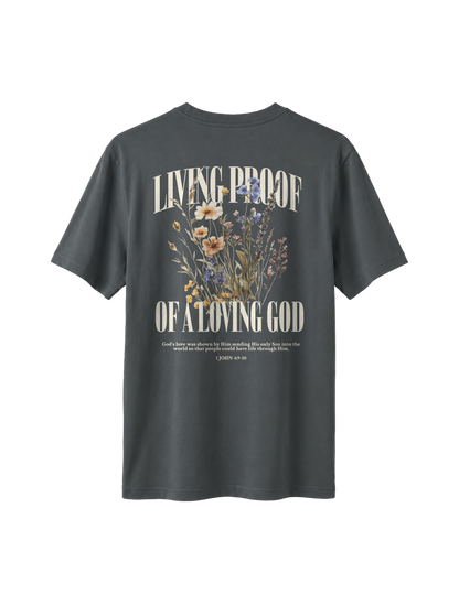 RELAXED FIT T-SHIRT LIVING PROOF OF A LOVING GOD - sparker-anthracite-back.png - 7