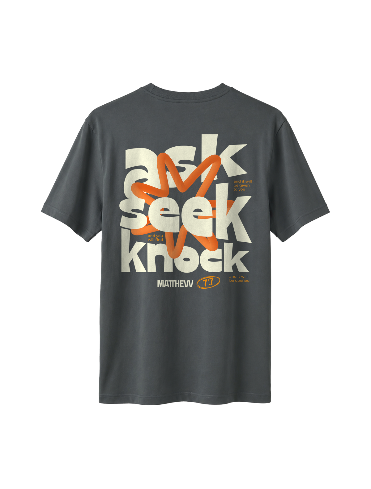 RELAXED FIT T-SHIRT ASK SEEK KNOCK - sparker-anthracite-back.png - 5
