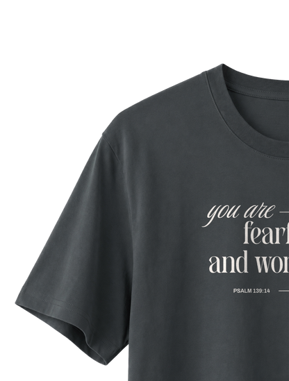 RELAXED FIT T-SHIRT YOU ARE FEARFULLY AND WONDERFULLY MADE - sparker-anthracite-front-close-3.png - 7