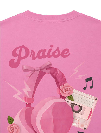 RELAXED FIT T-SHIRT PRAISE IS MY PLAYLIST - sparker-bubble-pink-back-close-1.png - 6