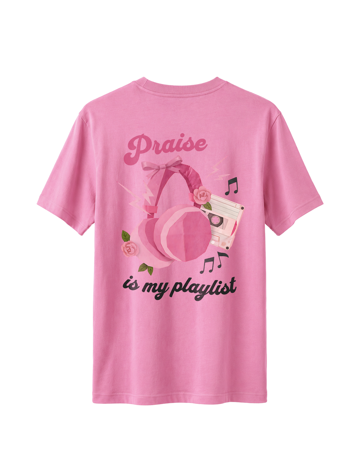RELAXED FIT T-SHIRT PRAISE IS MY PLAYLIST - sparker-bubble-pink-back.png - 5