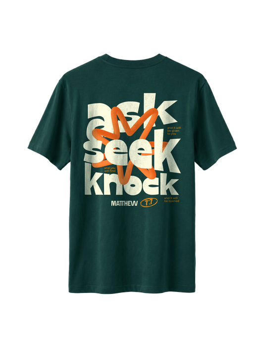 RELAXED FIT T-SHIRT ASK SEEK KNOCK - sparker-glazed-green-back.png - 1
