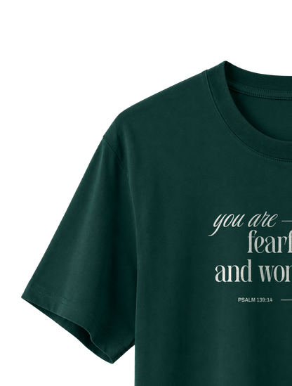 RELAXED FIT T-SHIRT YOU ARE FEARFULLY AND WONDERFULLY MADE - sparker-glazed-green-front-close-3.png - 3