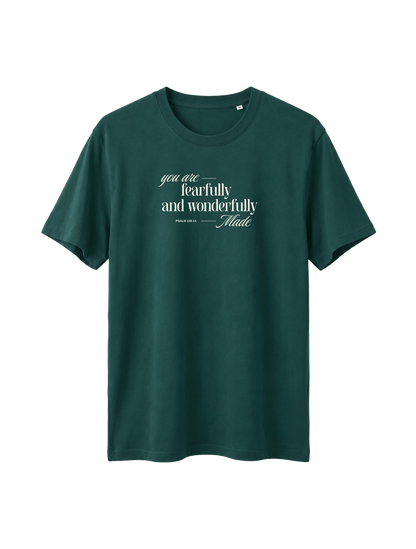 RELAXED FIT T-SHIRT YOU ARE FEARFULLY AND WONDERFULLY MADE - sparker-glazed-green-front.png - 1