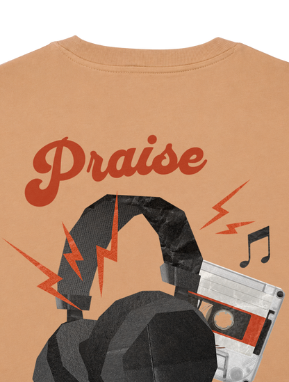 RELAXED FIT T-SHIRT PRAISE IS MY PLAYLIST - sparker-latte-back-close-1.png - 6