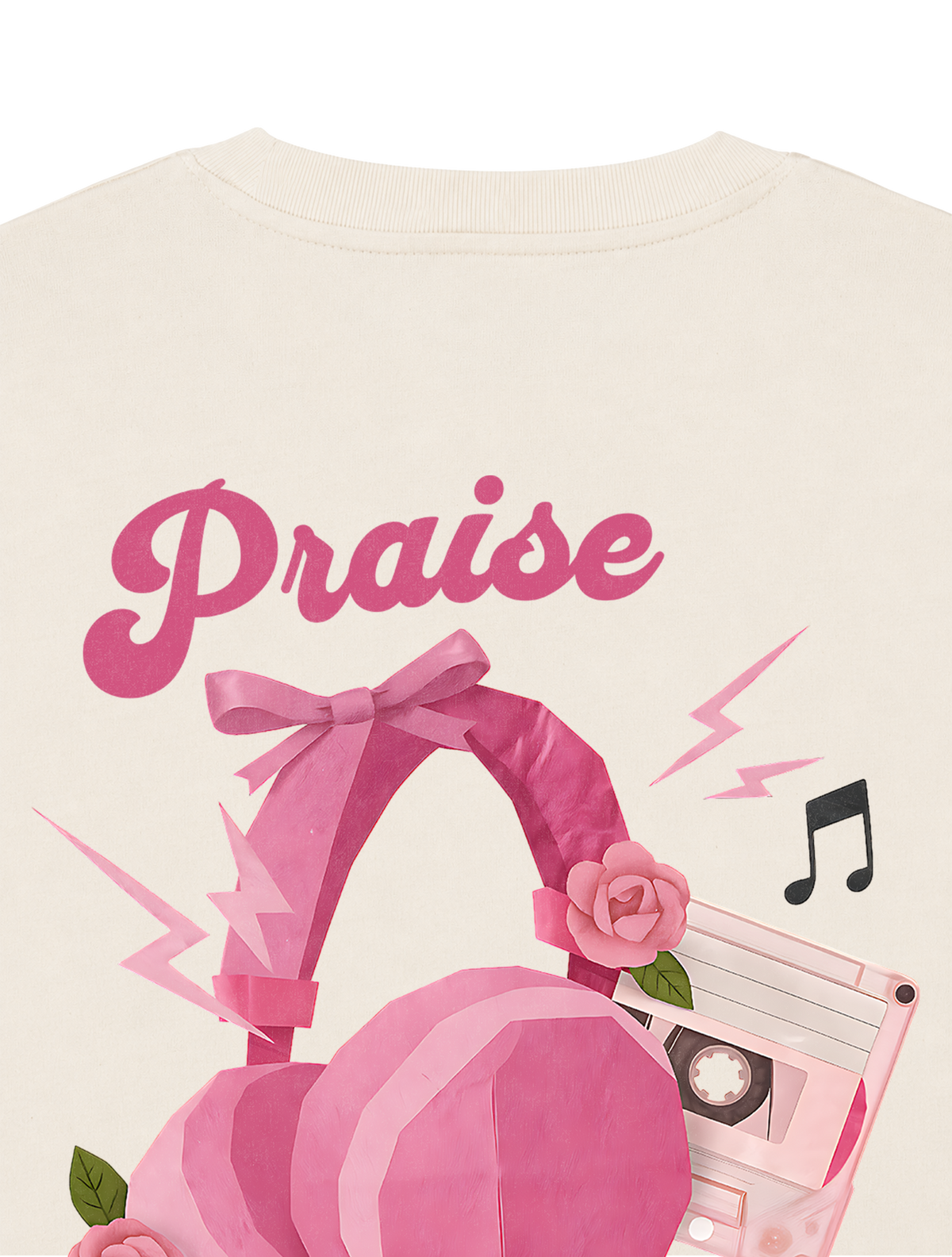 RELAXED FIT T-SHIRT PRAISE IS MY PLAYLIST - sparker-natural-raw-back-close-1.png - 9