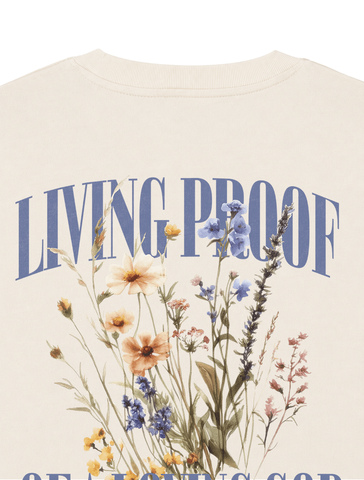 RELAXED FIT T-SHIRT LIVING PROOF OF A LOVING GOD - sparker-natural-raw-back-close-1.png - 5