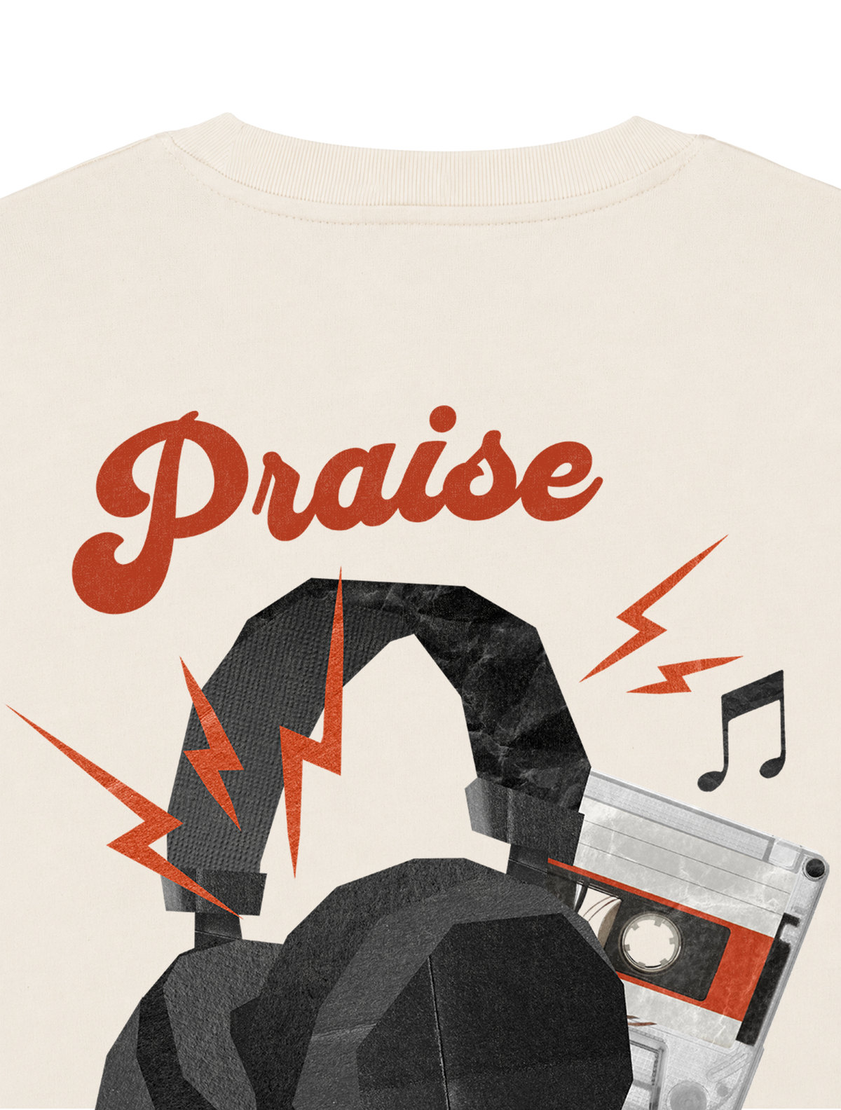 RELAXED FIT T-SHIRT PRAISE IS MY PLAYLIST - sparker-natural-raw-back-close-1.png - 2