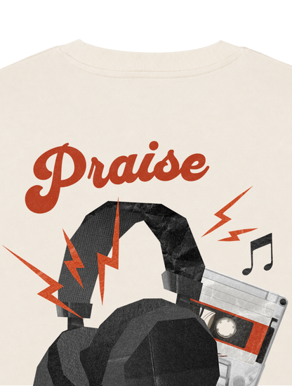 RELAXED FIT T-SHIRT PRAISE IS MY PLAYLIST - sparker-natural-raw-back-close-1.png - 2