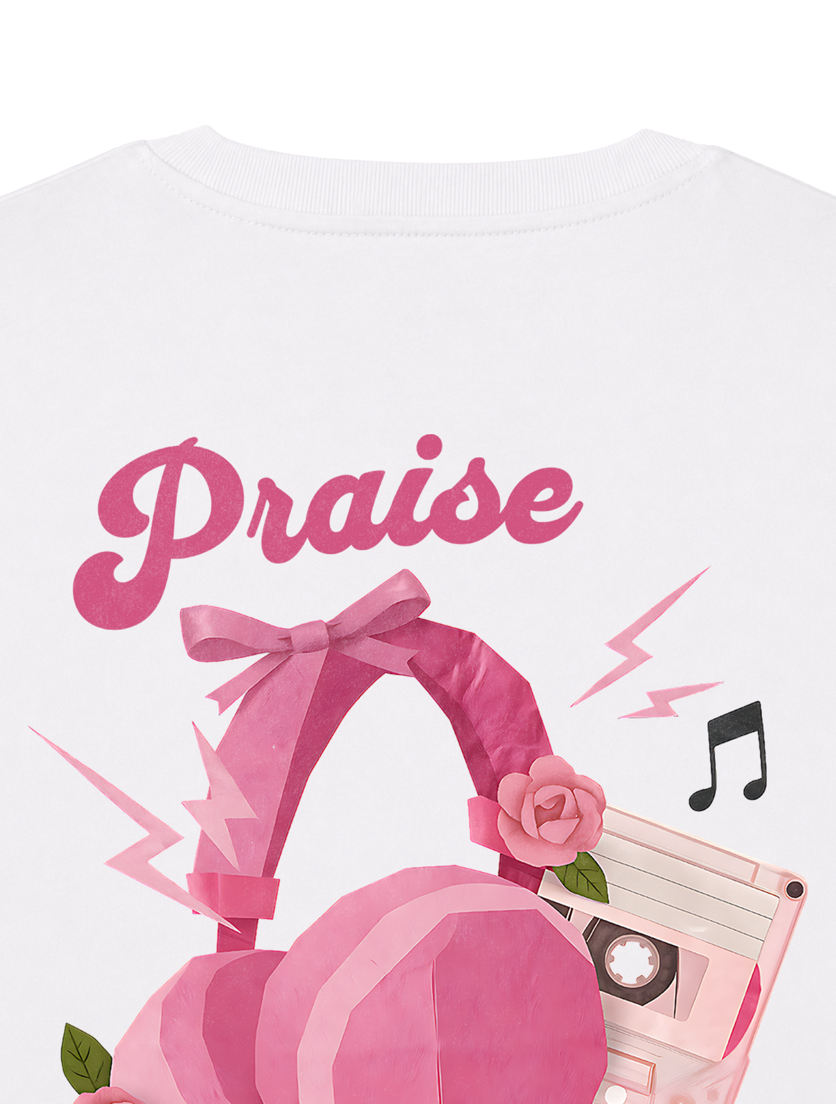 RELAXED FIT T-SHIRT PRAISE IS MY PLAYLIST - sparker-white-back-close-1.png - 2