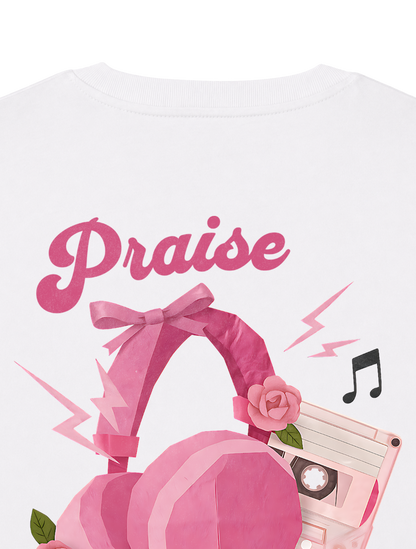 RELAXED FIT T-SHIRT PRAISE IS MY PLAYLIST - sparker-white-back-close-1.png - 2