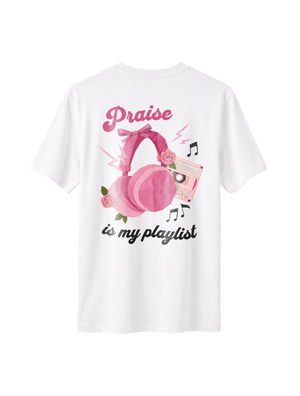 RELAXED FIT T-SHIRT PRAISE IS MY PLAYLIST - sparker-white-back.png - 1