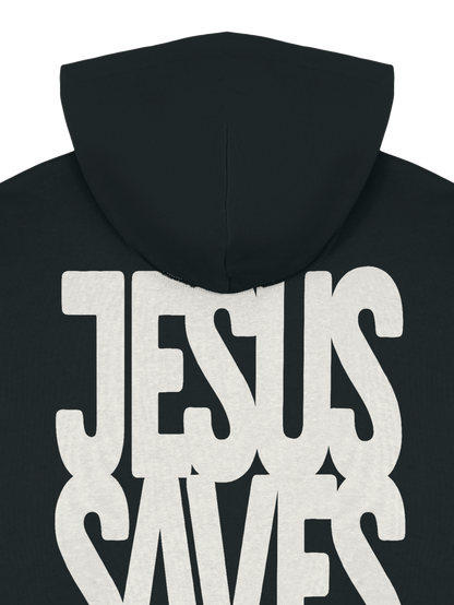 RELAXED FIT HOODIE JESUS SAVES - stella-nora-black-back-close-1.png - 6
