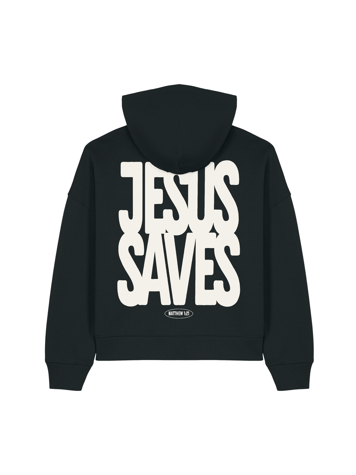 RELAXED FIT HOODIE JESUS SAVES - stella-nora-black-back.png - 5