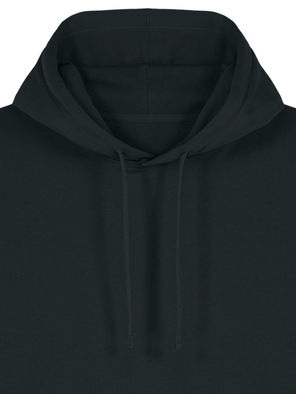 RELAXED FIT HOODIE CLOTHED IN STRENGTH - stella-nora-black-front-close-1.png - 7