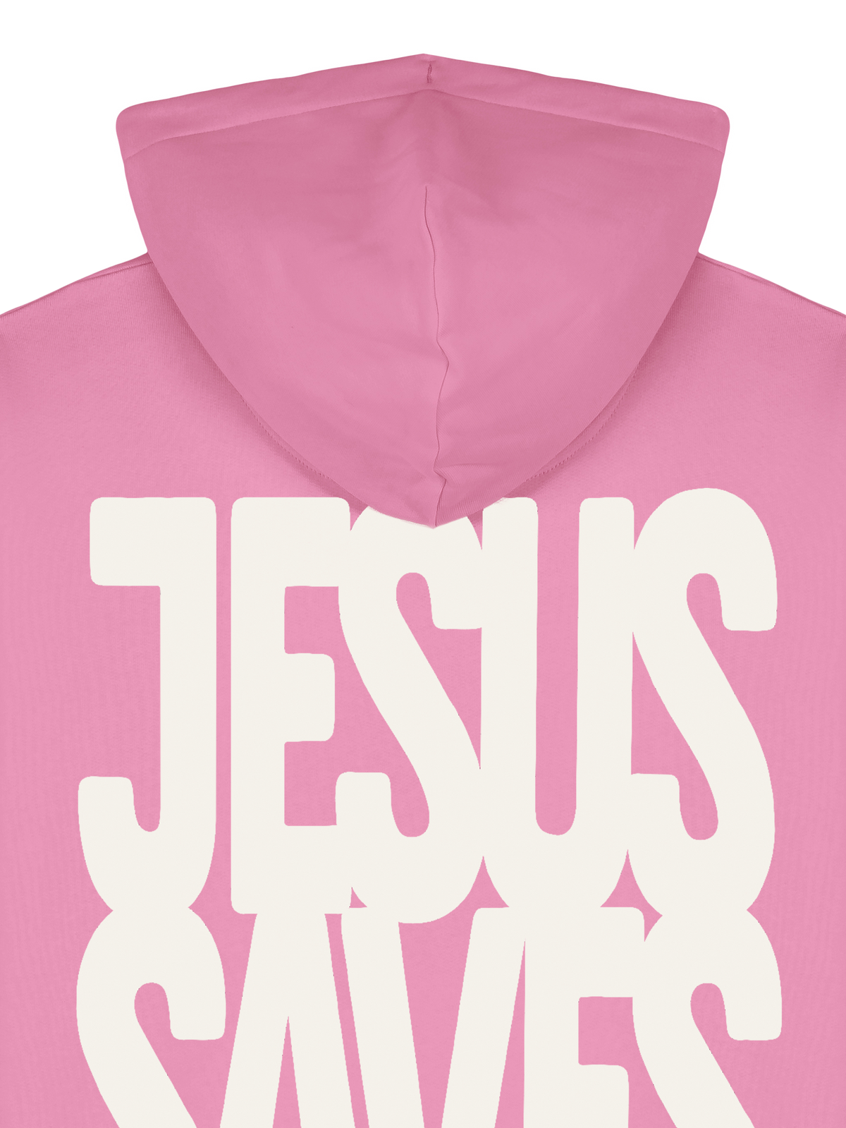 RELAXED FIT HOODIE JESUS SAVES - stella-nora-bubble-pink-back-close-1.png - 2