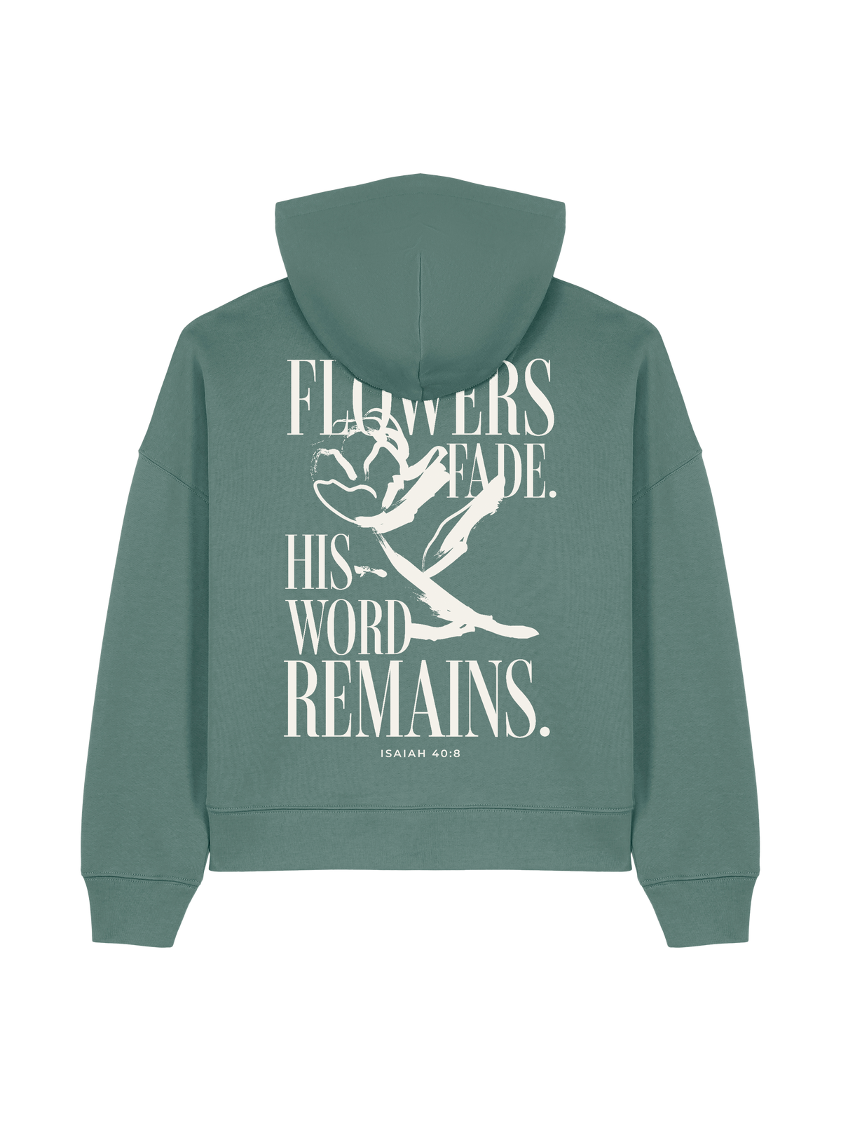 RELAXED FIT HOODIE HIS WORD REMAINS WOMAN - stella-nora-green-bay-back.png - 1