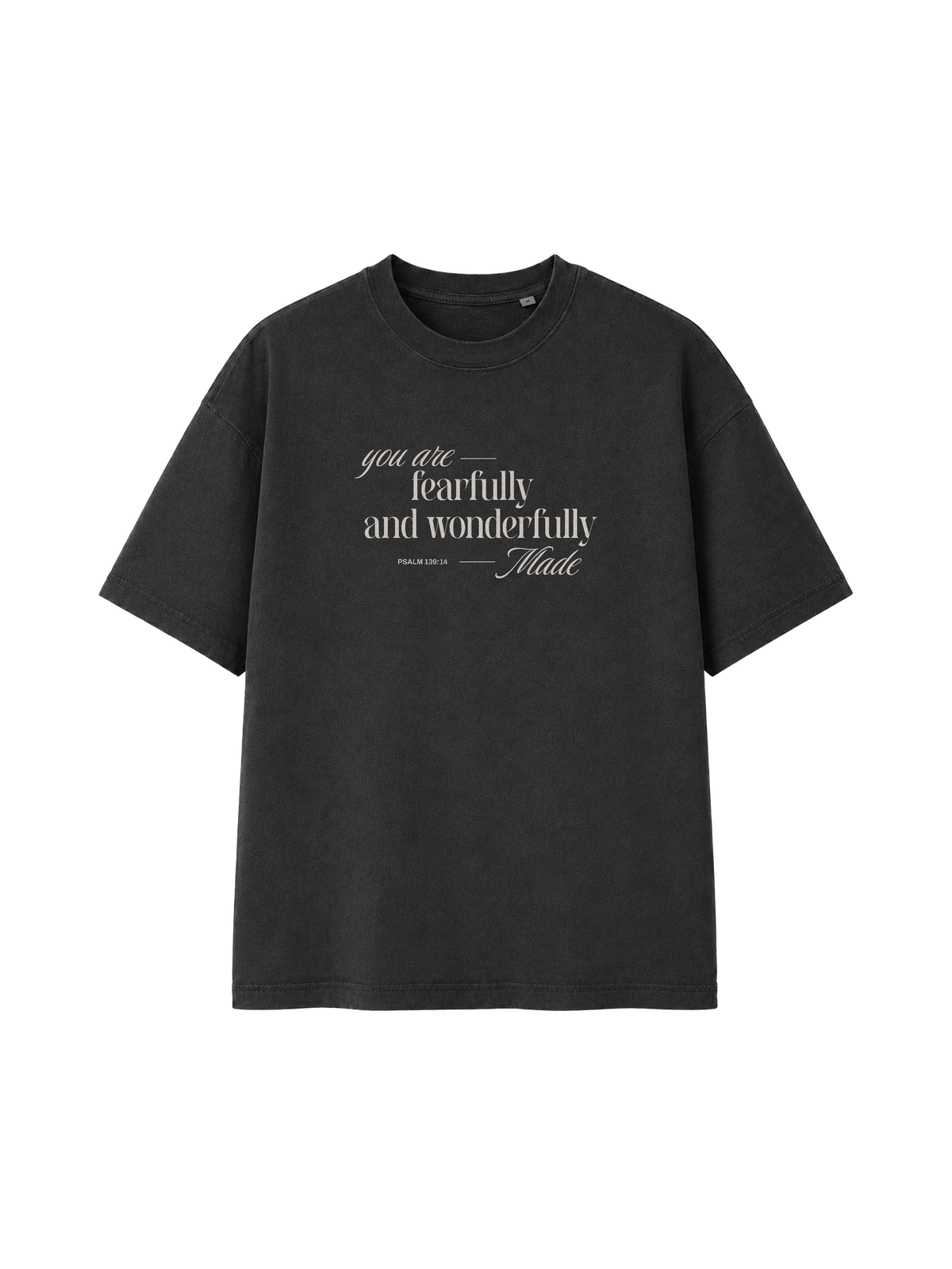 VINTAGE RELAXED FIT T-SHIRT YOU ARE FEARFULLY AND WONDERFULLY MADE - vintage-freestyler-dyed-black-rock-front.png - 7