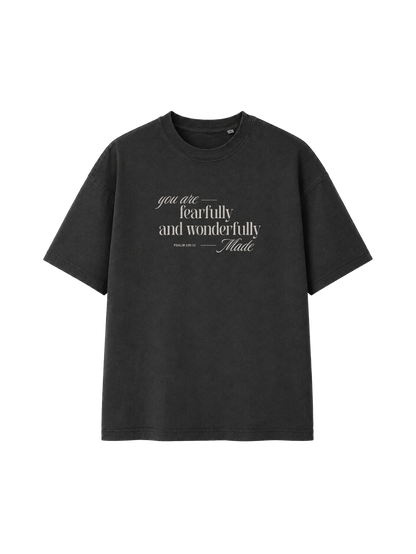 VINTAGE RELAXED FIT T-SHIRT YOU ARE FEARFULLY AND WONDERFULLY MADE - vintage-freestyler-dyed-black-rock-front.png - 7