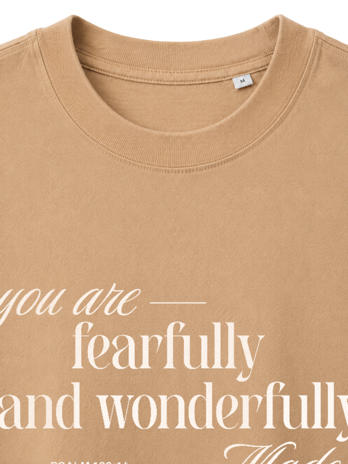 VINTAGE RELAXED FIT T-SHIRT YOU ARE FEARFULLY AND WONDERFULLY MADE - vintage-freestyler-dyed-latte-front-close-1.png - 2