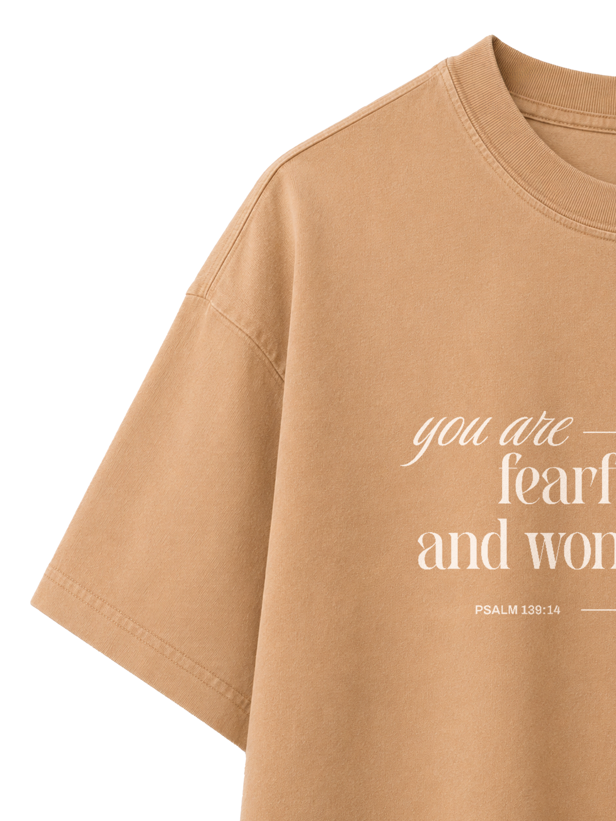 VINTAGE RELAXED FIT T-SHIRT YOU ARE FEARFULLY AND WONDERFULLY MADE - vintage-freestyler-dyed-latte-front-close-2.png - 3