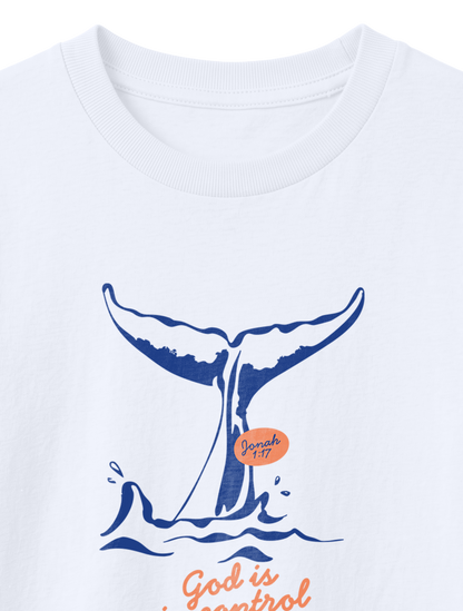 KIDS REGULAR FIT T-SHIRT GOD IS IN CONTROL - white-front-close-1.png - 2